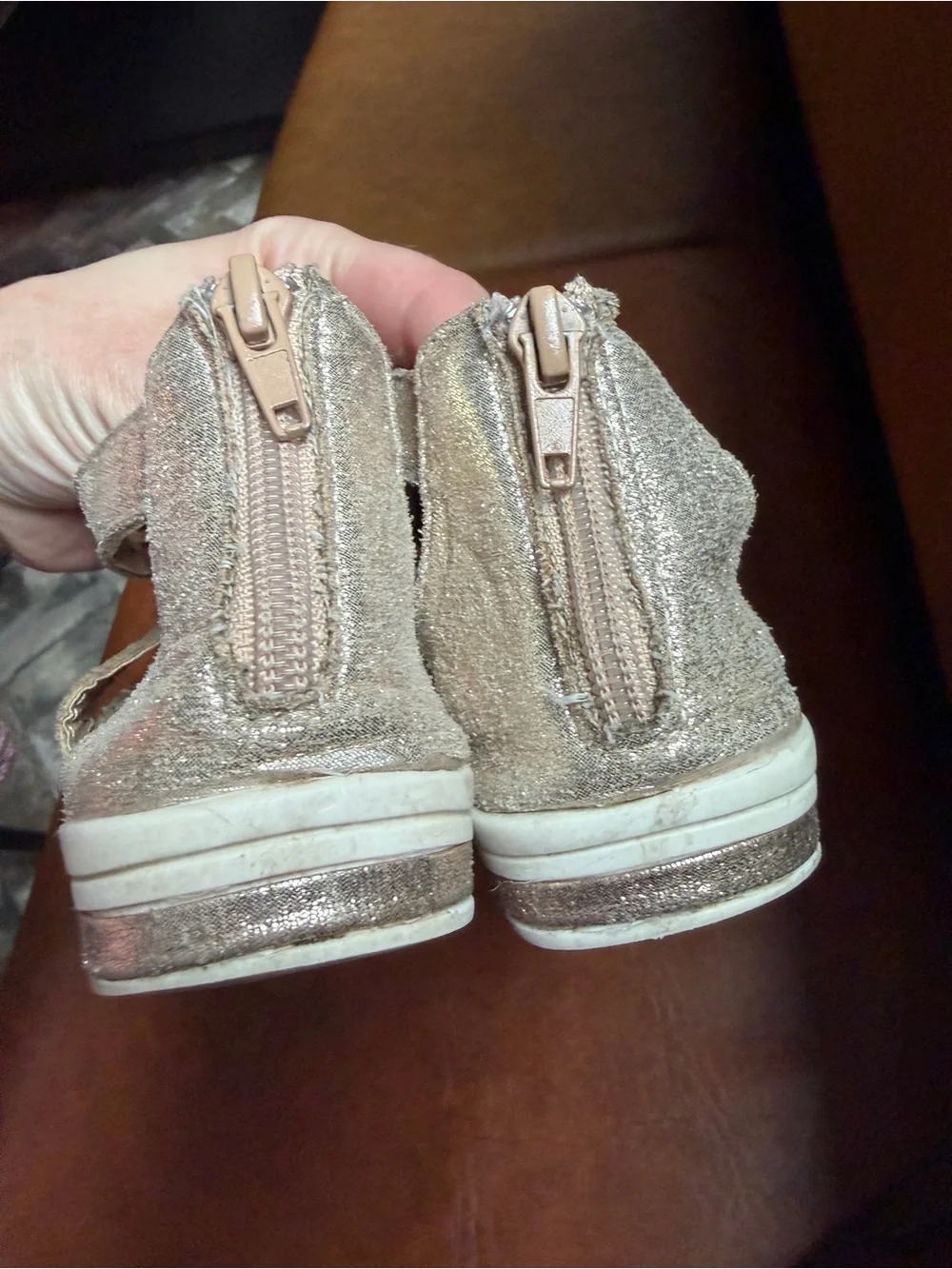 2 pairs of Metallic Shoes: sandals and Animal-Print Livie & Luca Girls size 12